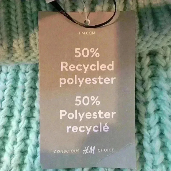 H&M Sweater Chunky Knit Womens Medium Green Mock Neck Crop - Picture 14 of 14